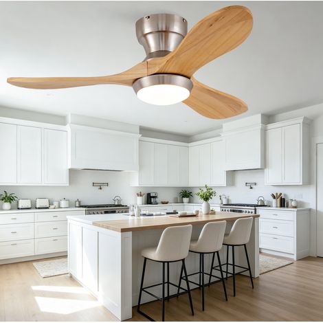 Ventilatore da soffitto 90 cm, legno naturale, LED, telecomando, silenzioso FloraGrace (1/5)
