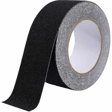 Ruban Adhésif Antidérapant, Bande Antidérapante à Haute Traction Adhérence, Bande Adhésive Abrasive Solide de Sécurité pour Escaliers, Marchepieds, Rampes, Extérieur et Intérieur 5 cm x 10 m Noir (1/5)
