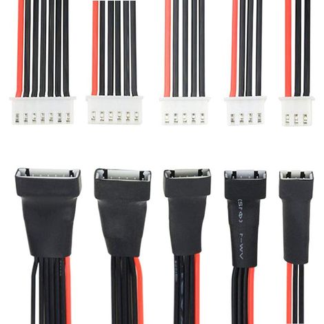 5-Piece 2S 3S 4S 5S 6S Charger Cable, Balance Plug Charger Extension Cable for RC Lipo Batteries, 20cm Balance Plug Extension, JST-EH RC Battery Balancer Adapter Extension Cable (1/5)