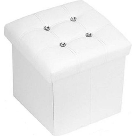 Pouff Pouf Pouf Rembourré Conteneur De Stockage Assis Blanc 79436 38x38x35cm (1/2)