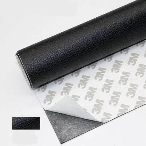 Rouleau adhésif en cuir 50 x 120 cm, autocollant en cuir synthétique, réparation de patch en cuir pour canapé, siège de voiture, sac à main, veste en cuir (noir) (1/4)