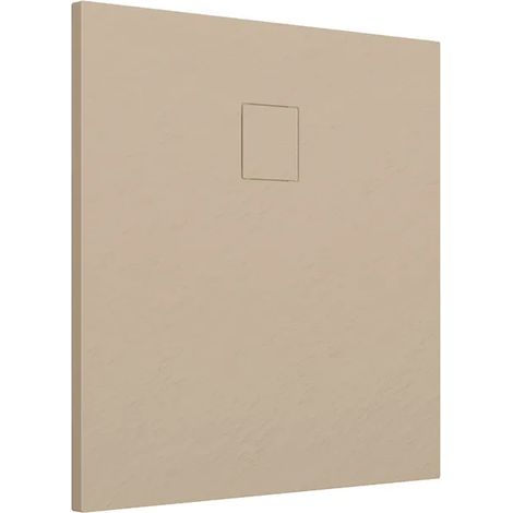 Receveur de douche carré 80x80 cm en SMC Couleur Ivoire Effet pierre Découpable et antidérapant Hauteur 2,6cm Mod. Samos