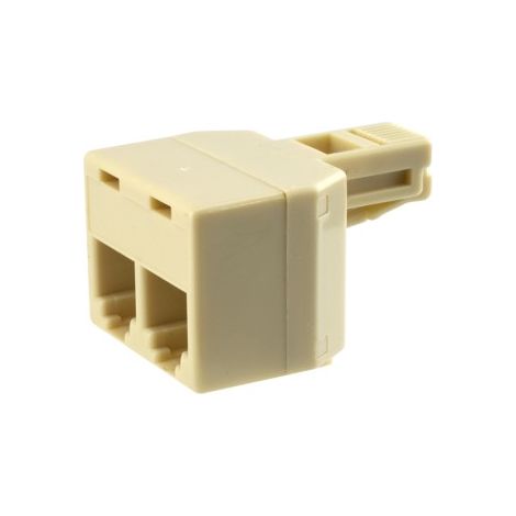 Doble adaptador 1 macho - 2 hembras - blanco, KRANG. (1/4)