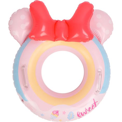 Bouée gonflable rose à motifs dessin animé pour enfant, flotteur de piscine avec double poignée, pour plage et fête (1/5)