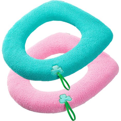 Couvre-Abattant De Toilette - En Fibres Acryliques - 44 x 36 cm - Doux Chaud Respirant - Facile À Installer Et Nettoyer - 2 Pièces (1/5)