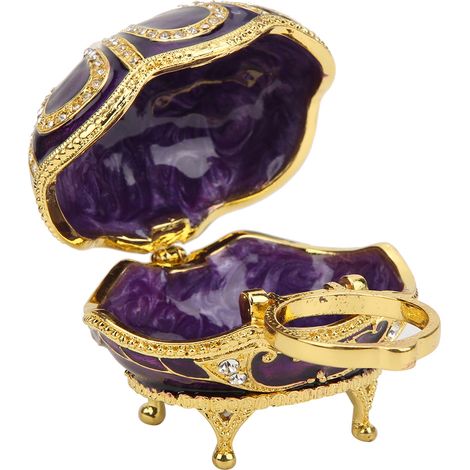 Ornement artisanal en métal violet émaillé, strass et perles imitation, décoration intérieure style Asie du Sud-Est, objet décoratif pour maison.