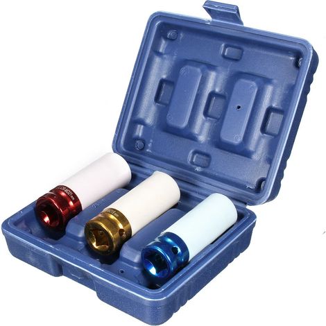 3 pcs CR-MO 1/2 "17mm 19mm 21mm Alliage Écrou Impact Roue Socket Set Mur Socle Impact Profond (1/3)