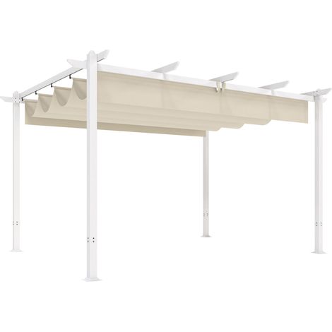 Pergola Amalia Toit Rétractable Magnétique Aluminium Beige Résistante UV30+