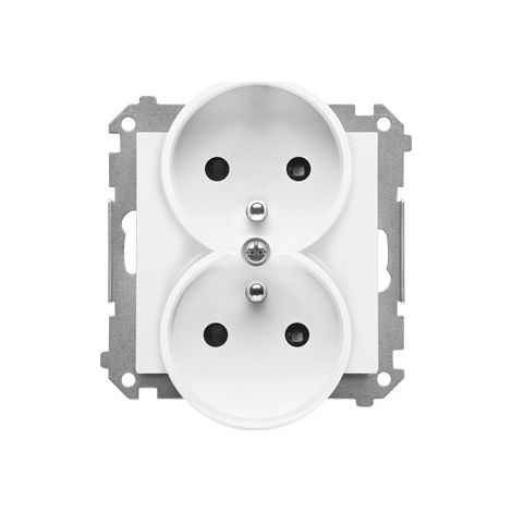 Base de enchufe doble con toma de tierra y persianas (módulo) 16 A, 250 V, conectores rápidos: Blanco mate, SIMON55
