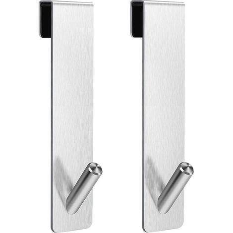 2 Pièces Crochet Douche, Crochet Porte Serviette sans perçage, Crochets de porte pour portes de douche en verre sans cadre, adapter 6-11 mm d'épaisseur (Argent) (1/5)