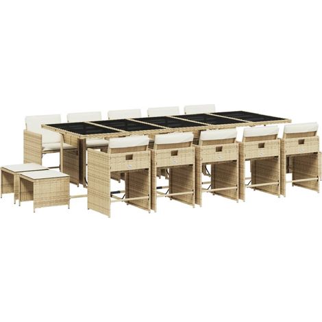 Maison Exclusive - Set comedor de jardín con cojines 15 pzas ratá (1/5)