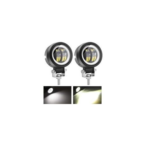 20W LED Phares Antibrouillard Offroad Oeil d'ange Feux Diurnes,Etanche Lampe de Travail LED pour Camion SUV ATV Moto Tracteur Bateau (1/5)