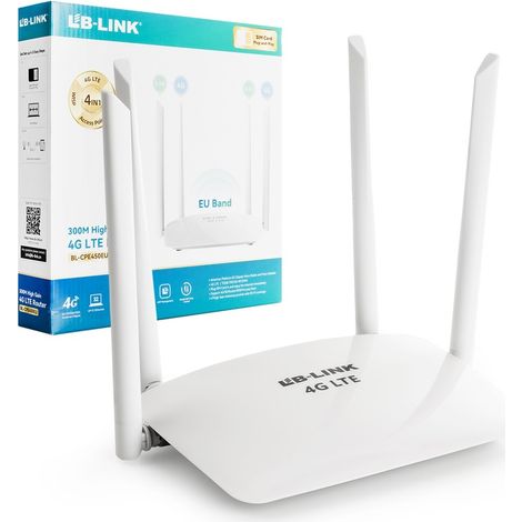 Router WiFi doméstico rápido con tarjeta SIM N300 4G LTE, cuatro antenas y amplio alcance. (1/5)