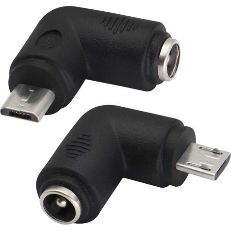 (2Pack-Micro)90 Degree DC5.5x2.1mm to Micro USB 5V DC Power Charging Connector for Cell Phone, Tablet, MP3 and Micro USB Device