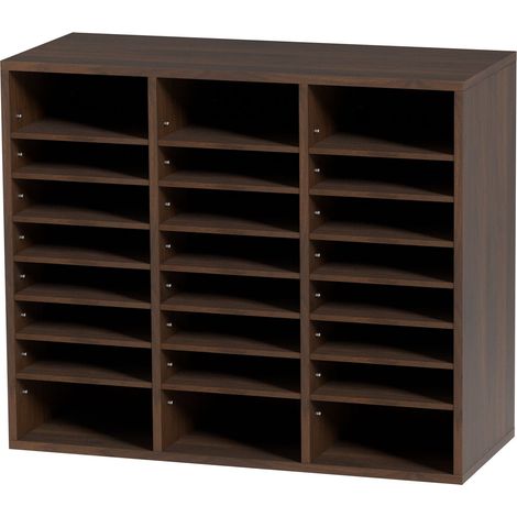 Trieur de documents en bois 24 compartiments, étagères réglables, marron, 73,7 x 30,5 x 62 cm pour bureau et salle de classe (1/5)