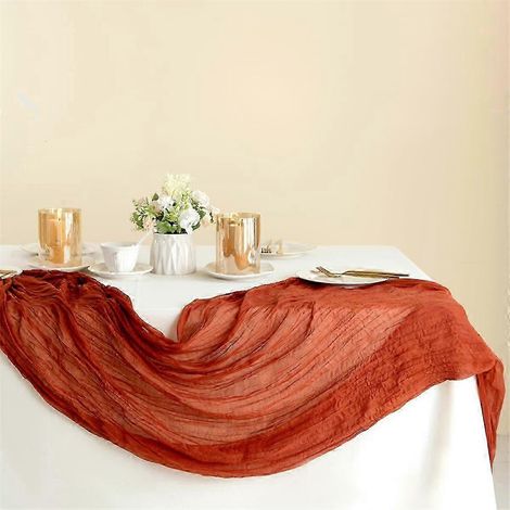 Nappe en gaze de style bohème champêtre, 90 x 300 cm, lot de 2, idéale pour banquets, réceptions et cérémonies. (1/4)
