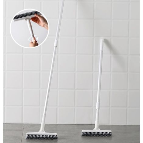 Brosse de sol télescopique, balai-brosse longue portée pour nettoyage salle de bain, carrelage, terrasse, cuisine, mur et terrasse en bois, lot de 1, manche ergonomique. (1/5)