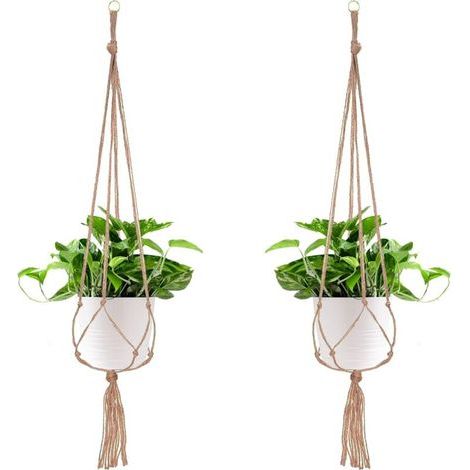 XEPHO 2er-Pack Hängeampeln, Hängeblumentöpfe, Hängeblumentöpfe für Balkon und Wohnung, 4 Seilbeine, 105 cm (1/5)