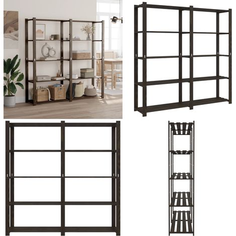 Support de rangement à 5 niveaux noir 170x38x170 cm bois pin - Etagere Bois - Rangement Atelier - Rangement Maison - Support De Rangement - Étagère Industrielle - Home & Living (1/5)