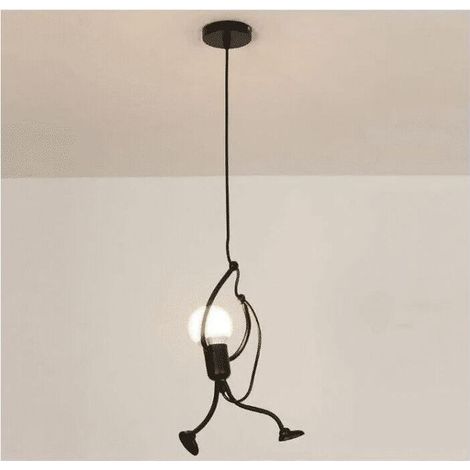 – Suspension métal noir moderne D26 × H140 cm – Lampe à suspension E27 pour enfants – Lumière ambiante réglable – Pour chambre et salon (1/5)