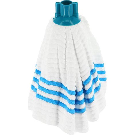 Testa di scopa rotonda in microfibra a righe - blu acqua e anatra - Tendance (1/5)