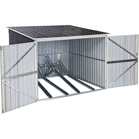 Dema – Abri à vélos 3,5 m² pour 4 vélos – Dimensions LxPxH 205x210x144 cm – Galvanisé avec revêtement époxy gris anthracite – Double porte verrouillable