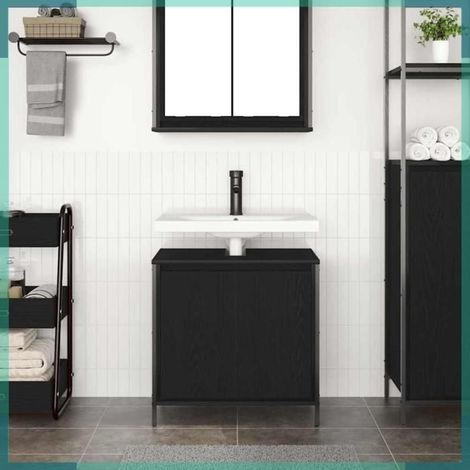 Meuble vasque - 861892 - Noir - 60 x 34,5 x 60 cm - 1 porte, pieds réglables (1/5)