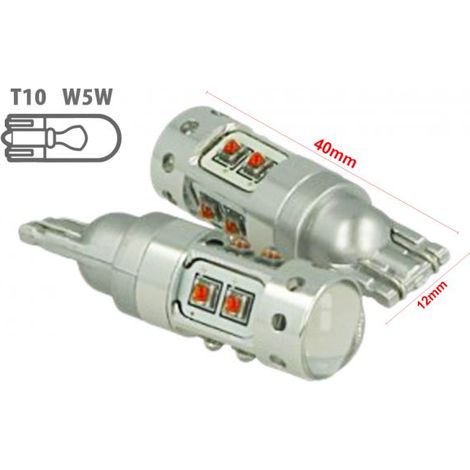 Lampada Led T10 T15 WY16W 12V 50W Arancione 10 Smd Cree Con Lente Per Freccia (1/3)