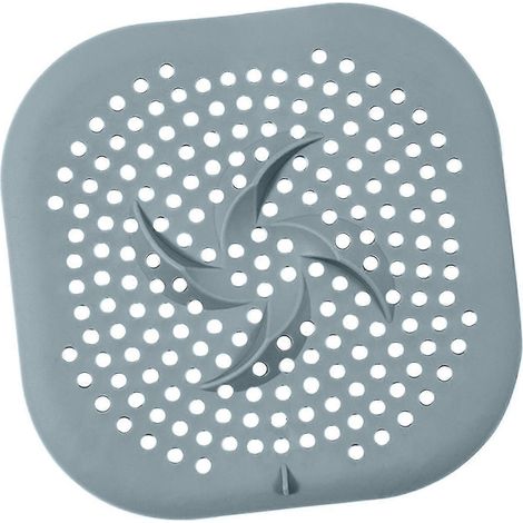 Cache-bonde à ventouses pour douche et lavabo, gris (1/3)