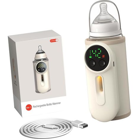 Chauffe-biberon pour bébé - Alimenté par USB - Chauffage rapide et maintient la chaleur - Réglage de 6 vitesses pour une alimentation confortable - Contrôle précis de la température (1/5)