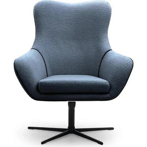 ZOE - Fauteuil en tissu chiné - Bleu (1/5)