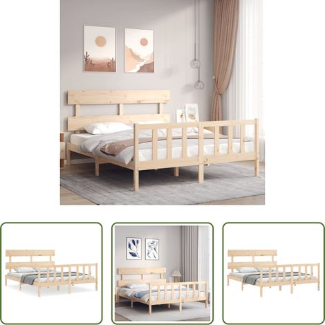 Matelas -  Cadre de lit sans matelas 160x200 cm bois massif de pin (1/5)