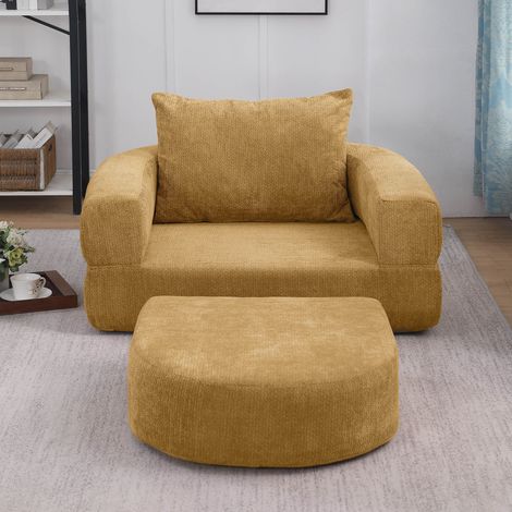 Canapé modulaire réversible jaune en chenille sans assemblage (1/5)
