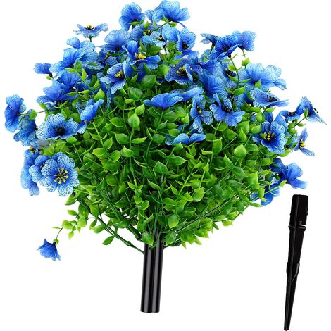 Arbre artificiel en boule avec fleurs violettes, 43 cm, fausse plante d'extérieur à piquer pour la décoration de jardin, bleu (1/5)