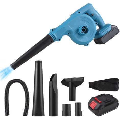 Cordless Leaf Blower 21V 1500mAh 775 Motor 17000rpm 2 in 1 Function Cleaner and Vacuum 98CFM Blue Black- (1/5)