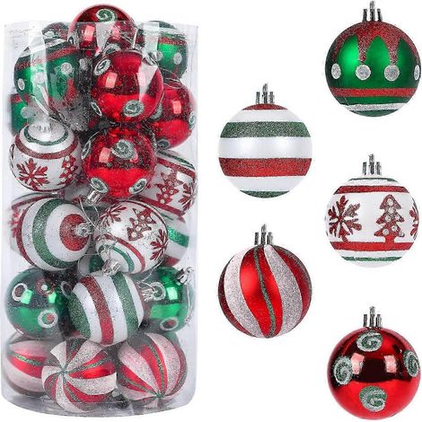 Lot de 30 boules de Noël décoratives, boules de Noël incassables en plastique de 6 cm de diamètre. (1/5)