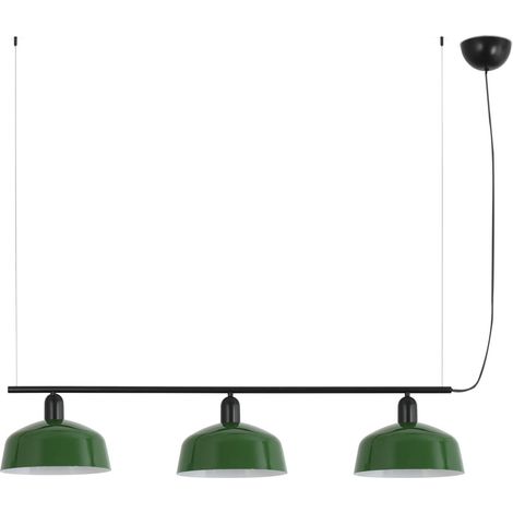 Faro Tatawin Suspension de plafond de taille moyenne, noire, verte brillante, 3 ampoules E27
