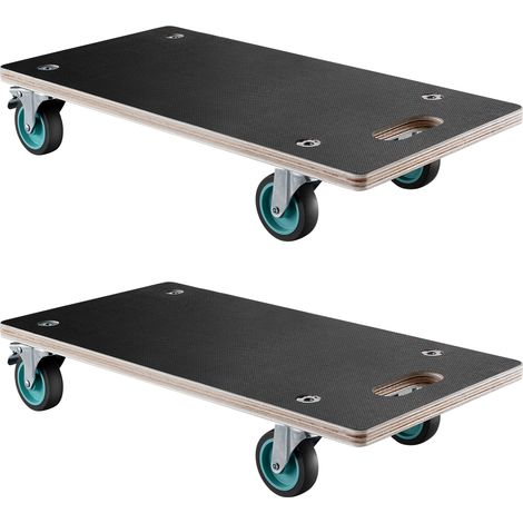 VEVOR Carrello per Mobili, Capacita di Carico di 250 kg Carrello Piatto Multifunzionale Rettangolare con 4 Ruote Silenziose in TPR, per Pianoforte, Divano, Lavatrice, Frigorifero, 2 Pezzi, Nero