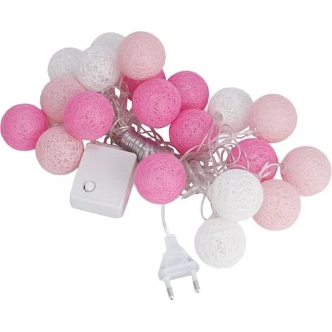 Guirlande lumineuse LED rose de 3,7 m avec 20 boules de coton, prise UE 220 V, idéale pour Noël et comme veilleuse d'intérieur. (1/5)