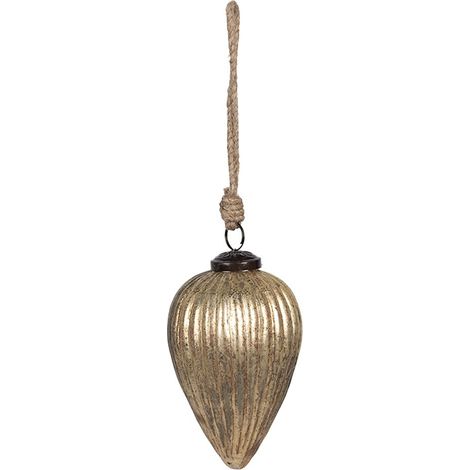 Boule de Noël en Verre Doré Suspension Décorative pour Sapin de Noël Ø 9 x 14 cm - PANGIVO
