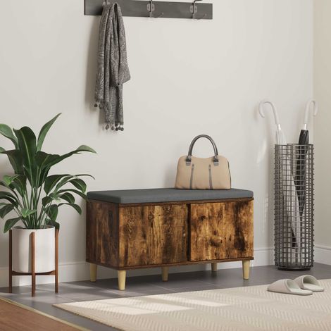 vidaXL Banc d'entrée avec coussin Chêne Fumé 80 x 38 x 46 cm