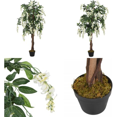 Glyzinienbaum Künstlich 840 Blätter 120 cm Grün und Weiß - Künstlicher Glyzinienbaum - Kunstpflanze - Blumendekoration - Indoor Pflanzen - Wohnaccessoires - Home & Living (1/5)