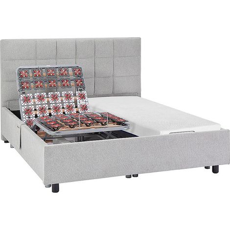 Letto relax elettrico solo sospensioni + materasso memory foam 2x70x190cm Tessuto Grigio - EREGA di DREAMEA