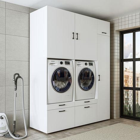 Roomart S2 Waschmaschinen-Doppelschrank 179 cm, Weiß