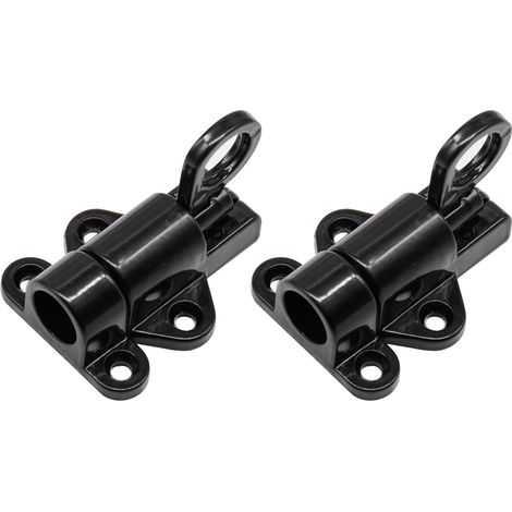 2 x Verrous à Loquet en Alliage d'Aluminium avec Ressort Automatique pour Porte Fenêtre Portail, Vis Incluses, Noir (1/5)