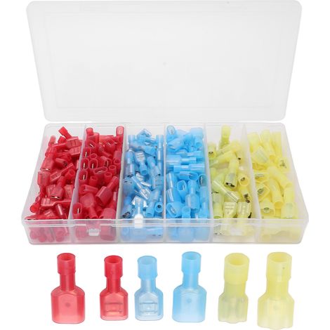 Kit de connecteurs de cosses à anneau pressés à froid de 200 bornes de câblage femelles et mâles en cuivre et nylon pour automobile,DUBUNS (1/4)