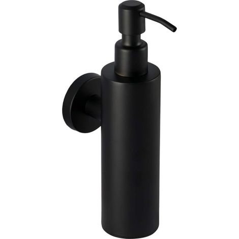 Distributeur de savon en acier inoxydable noir - Distributeur mural pour salle de bain (Acier inoxydable (noir), forme ronde)