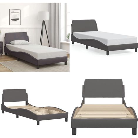 Cadre de lit sans matelas gris 80x200 cm similicuir - Cadre De Lit - Lit Double - Lit Design - Lit Similicuir - Literie - Home & Living (1/5)