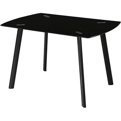 MOMMA HOME Mesa de Comedor Negra - Modelo Karla - Material Cristal Templado/Metal - Medidas 120 x 80 x 75,5 cm (1/5)