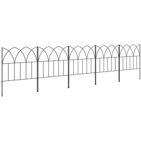 RHG Lot de 5 Panneaux de Clôture DécoratifsMétal, Bordure de Jardin, Parterre de Fleurs205 × 45,5 cm (1/5)